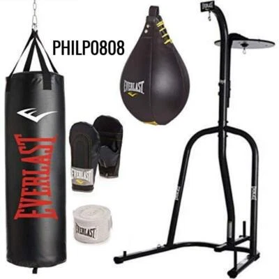 Soporte para bolsa pesada Everlast Dual Station con 70 lb. Kit de bolsa pesada y Speedbag Foto 1 de 4