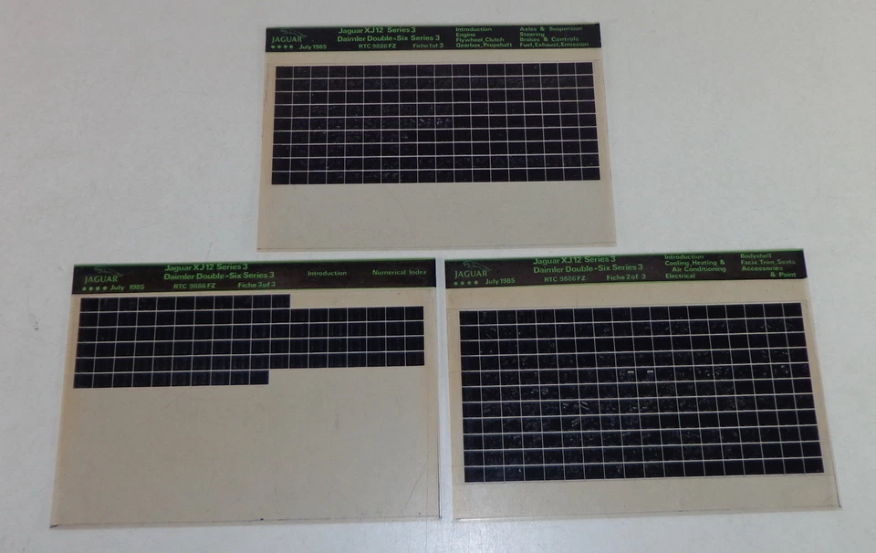 Microfiche Catalogo Ricambi Jaguar XJ12 Serie 3 Daimler Doppio Six Di 7/1985 - Immagine 1 di 1