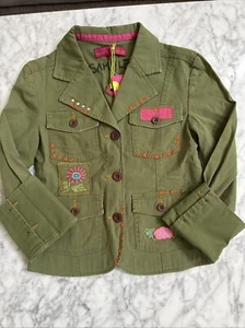 Mimi & Maggie Girls Flower Embroidered PatchworkJacket Size Medium NWT - Picture 1 of 12