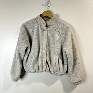 Gap Teen Jacket Coat Girls 12 Cropped Sherpa Bomber Jacket Fleece White - Picture 1 of 12