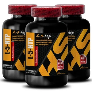 Vitamin B-6 - L-5-HTP - stress management 3 Bottles 180 Capsules - Picture 1 of 14