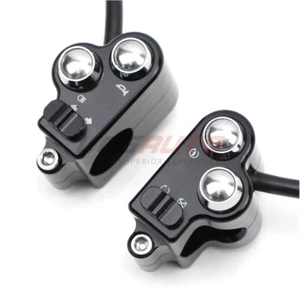 For Harley Universal 1'' Handlebar Control Switch Motorcycle Start Button Black - Picture 1 of 12
