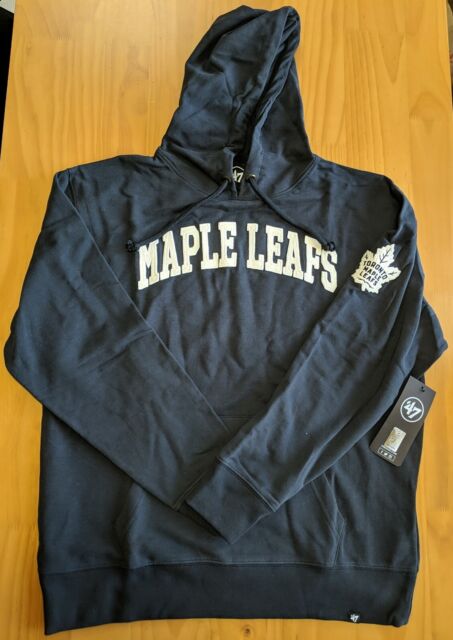 Antigua Toronto Maple Leafs Navy Blue Flier Bunker Long Sleeve Crew Sweatshirt, Navy Blue, 86% Cotton / 11% Polyester / 3% SPANDEX, Size 2XL, Rally