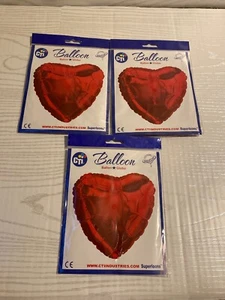 Red Heart Shaped Foil 17" Balloon 3pc Lot Wedding Birthday Party Home Decoration - Picture 1 of 3