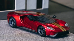 1/64 MINI GT Ford GT Liquid Red Metallic Gold Stripes Diecast Model MGT00273 L - Picture 1 of 1