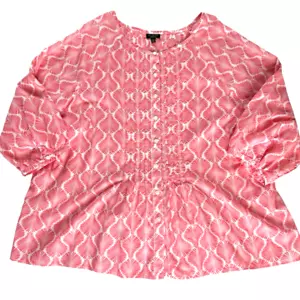 Talbots Pin Tucks Button Front Raglan 3/4 Sleeves Cotton Blouse Top, Size 2X P - Picture 1 of 8