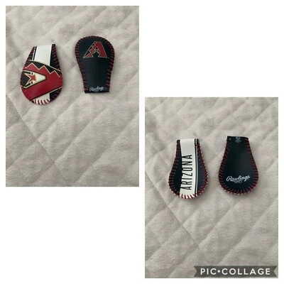 2pc Arizona Diamondbacks Replica MLB Leather Baseball Keychain Major Autograph  - Image 1 of 4