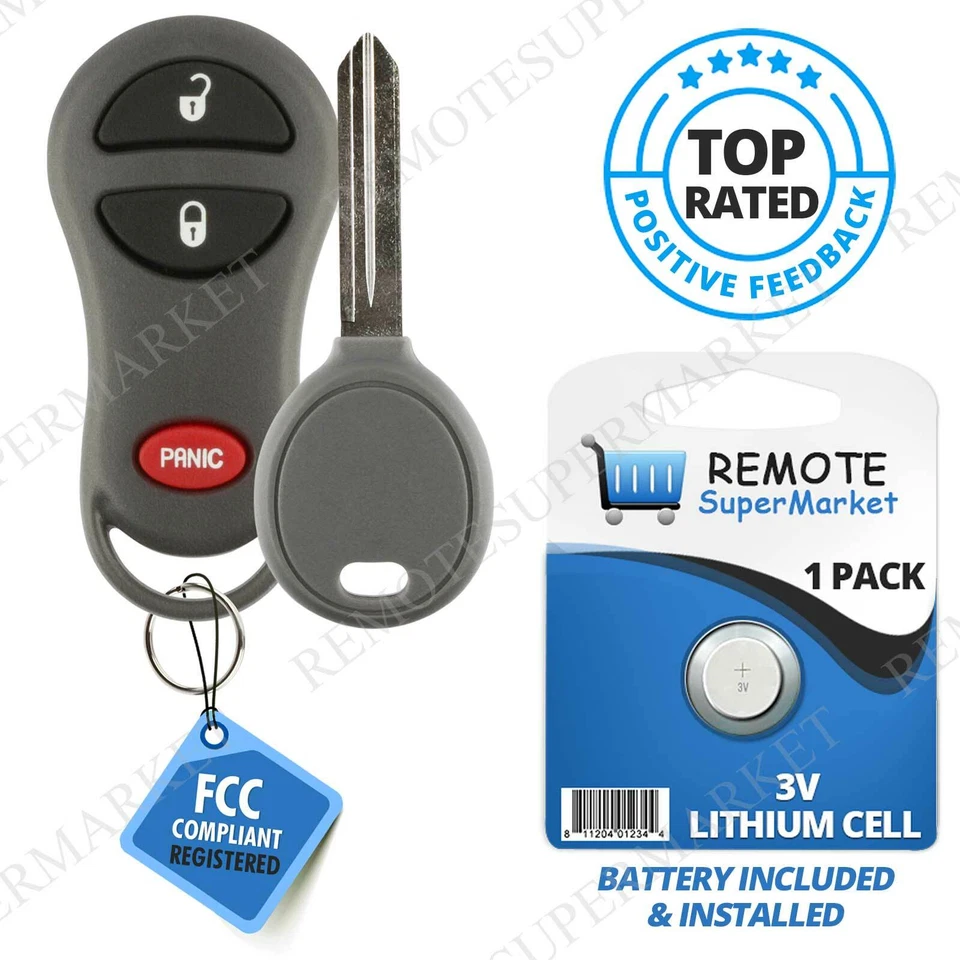 Replacement for Jeep 99-01 Cherokee 99-04 Grand Cherokee Remote Key Fob Set Foto 1 de 4