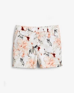White House Black Market Pink Grey Floral Print 5” Shorts 10 - Picture 1 of 3