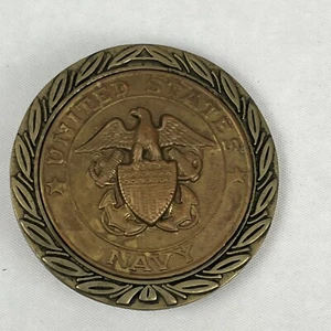 VINTAGE 1978 BBB BARON SOLID BRASS UNITED STATES NAVY BELT BUCKLE - Picture 1 of 10