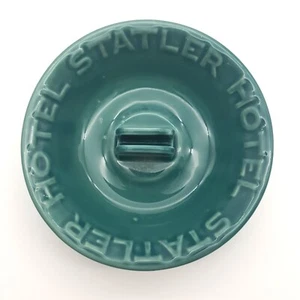 Vintage Statler Hotel Aschenbecher Streichholzbuchhalter blau grün türkis 1930-50 USA 7" - Bild 1 von 7