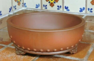 Yixing 8" High Quality Unglazed Round Hi Temp "Nail Head" Bonsai Pot Bonsai Pots - Picture 1 of 8