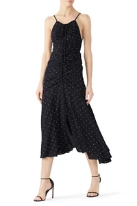 Alice McCall Oscar ärmelloses Midikleid gepunktet Schlitz vorne 8 neu mit Etikett - Bild 1 von 10