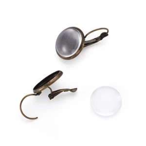 10sets Brass Lever Back Earring Settings Tray Bronze Domed Glass Cabochon Cover - Picture 1 of 6