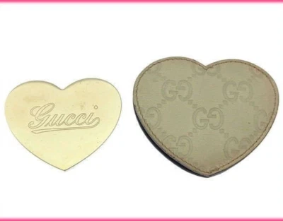 GUCCI сердце вручную зеркало с бежевый чехол из натуральной кожи - Изображение 1 из 4