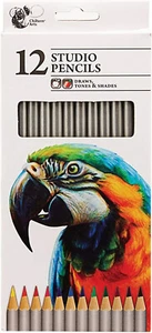 12 COLOUR STUDIO ARTIST PENCILS FOR DRAWING PAINTING SKETCHING ART TONES SHADES - Picture 1 of 4