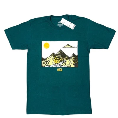 Vans Mt. Vans T-Shirt Small Teal Green Urban Outfitters Mountain Graphic *Stain* - Image 1 of 4