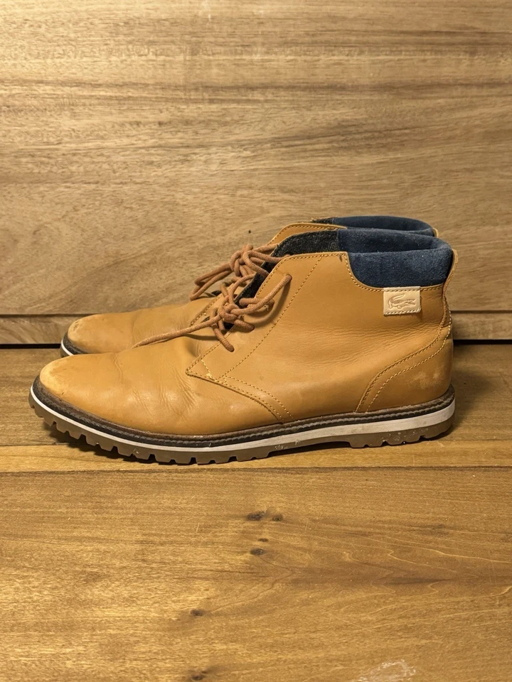 Lacoste Montbard чукка кожаный кроссовок обуви желтовато-коричневый ботинок размер 11 - Изображение 1 из 4