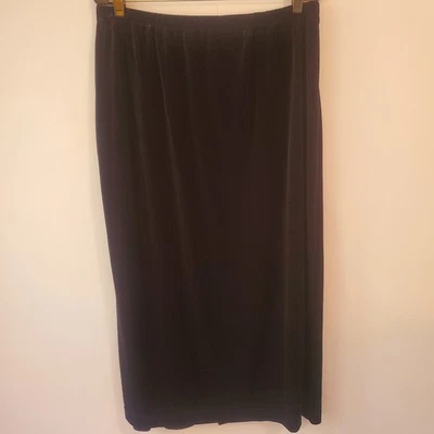 Falda midi de terciopelo negro Dressbarn para mujer vintage Y2K Pull On Preppy Fairy Goth 2X Foto 1 de 4