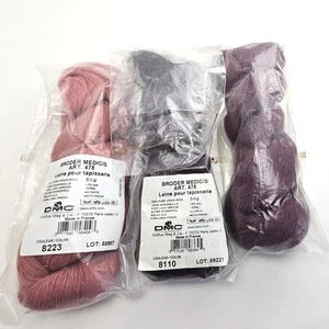 3 HKS VINTAGE DMC BRODER MEDICIS WOOL THREAD 623 YDS EA: MAROON, MAUVE + BM - Picture 1 of 1