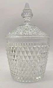 Indiana Glass Clear Diamond Point Ice Bucket & Cover - Picture 1 of 7