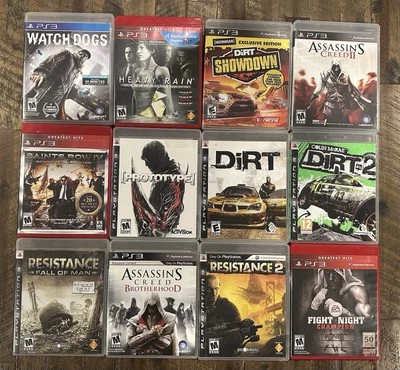 PS3 Lot Watch Dogs Dirt Assassins Creed Resistance Heavy Rain Prototype Fight - Photo 1/4