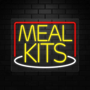 Meal Kits Neon Sign for Retail Displays | LED Flex Neon | 24"W x 18"H x 1"D - Picture 1 of 5
