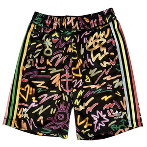 Adidas Originals Love Unites Doodle Print Woven Shorts Boys Sz Large (14-16Y) - Picture 1 of 12