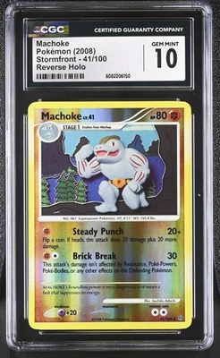 CGC 10 GEM MINT Machoke 2008 Stormfront 41/100 Reverse Holo Pokemon Card - Image 1 of 2