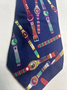 Vintage Swatch Krawatte John Henry Seide Blau - Bild 1 von 6