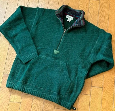 L.L.Bean 90s Wool Half Zip Sweater Handwarmer Pocket Used - Image 1 of 4