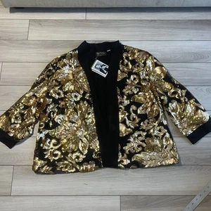 Evening Jacket By Bob Mackie Wearable Art Sequin Blazer Women's Designer XL - Picture 1 of 14