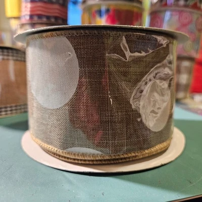 1 Roll Expressions Tan with White Dots Wired Ribbon - Image 1 of 2