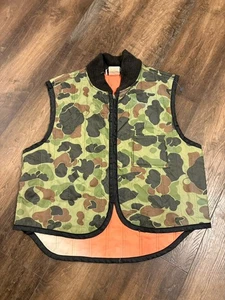 Vtg Skagway Sportswear Duck Camo Vest Mens Large Reversible Blaze Orange 70s USA - Picture 1 of 10