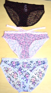 3 Victoria's Secret Bikini Lot Black Lilac Pink Mixed Large Panty L - Picture 1 of 10