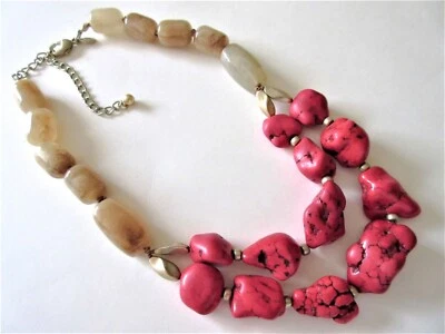 Chico's Red Howlite Necklace, 20" Double Strand Chunky Stone, Glenda - Image 1 of 4