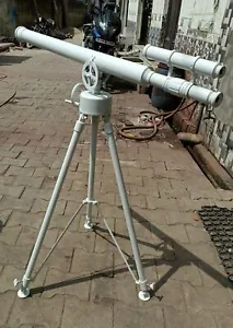 Handmade Antique Brass 39" Telescope Double Barrel with Steel Tripod Stand - Picture 1 of 4