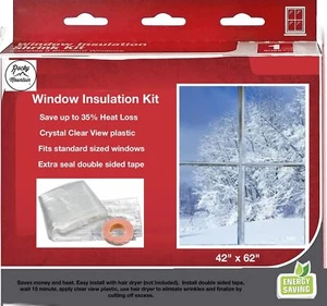 Window Insulation Kit for Winter - 42” X 62”- Clear Sealer Plastic Winterizin... - Picture 1 of 6