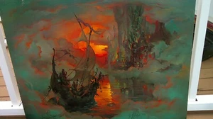 John Pitre 1981 "Seekers of Dreams" Hand Signed Canvas Reproduction GG004 - Picture 1 of 11