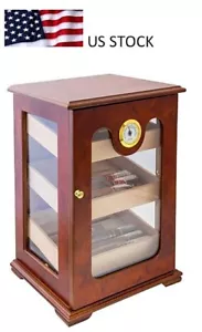 Humidor de cigarros de cedro con exhibición de encimera de 150 unidades con 3 lados de vidrio y bandejas en ángulo - Imagen 1 de 5