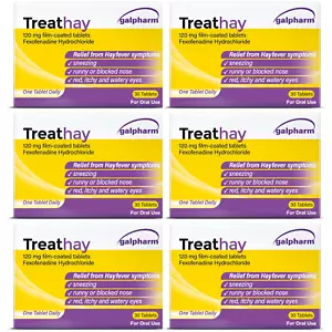 Galpharm Treathay Fexofenadine 120mg - Hayfever, Allergy Relief - 30 Tablets x 6 - Picture 1 of 1