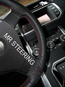 FOR MITSUBISHI LANCER SPORTBACK LEATHER STEERING WHEEL COVER DARK RED DOUBLE STT - Picture 1 of 5