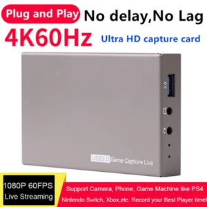 4K 60fps HDMI Game Capture Card USB 3.0 Video Live Streaming Recording Box w Mic - Picture 1 of 12