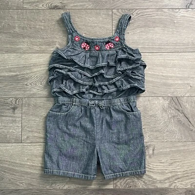 Mameluco Gymboree Ladybug Chambray Denim Volantes Niñas Talla 8 Foto 1 de 4