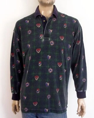 vintage 90s EUC Gant Salty Dog RARE All Over Crest Print Rugby Shirt LS Polo L - Image 1 of 4