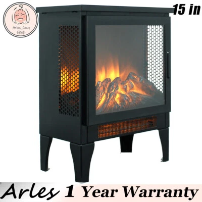 15" Electric Fireplace Stove 3D Flame Infrared 5000 BTU Freestanding Heater - Image 1 of 4