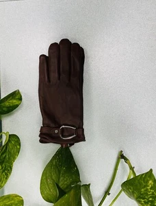 Lauren Ralph Lauren Women’s / Unisex Brown Leather Gloves. Sz Medium. NWOT - Picture 1 of 11