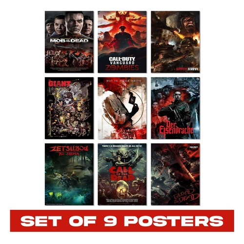 Call of Duty Zombies Posters Set of 9 Video Game Art Prints Stylish Home Decor