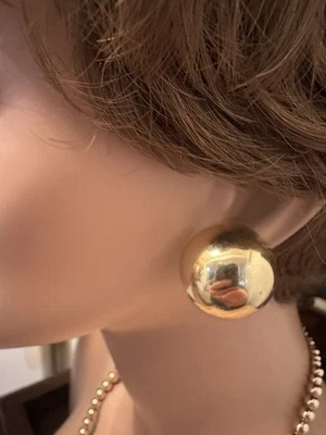 14k Yellow Gold Large Ball Earrings  Omega Back 10.2 Grams Not Scrap Brenham - Image 1 of 4
