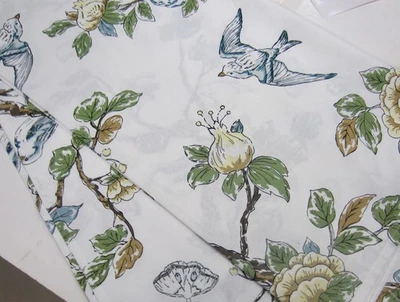 THRESHOLD Birds & Branches Blue Green COTTAGE CORE Cotton Shower Curtain NWOT - Image 1 of 4